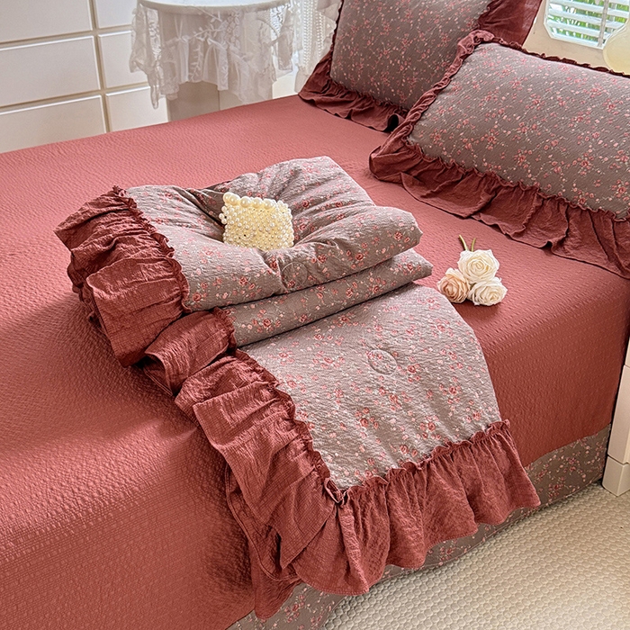 91家纺网 家纺一手货源 找家纺 （总）韩约家纺 2025新款韩式蝴蝶结牛奶绒床盖款四件套