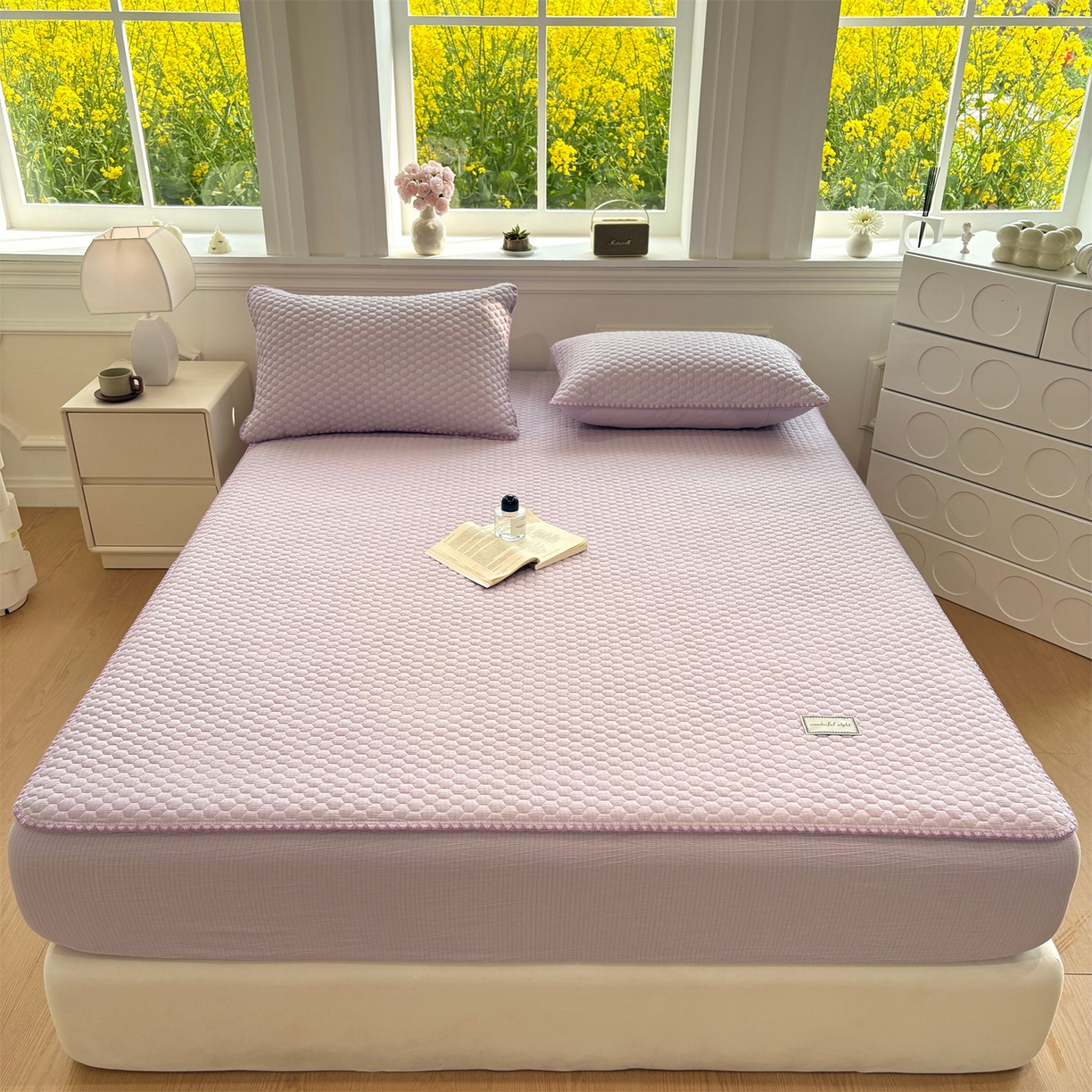 91家纺网 家纺一手货源 找家纺 （总）居眠 2026新款贝壳边纯色夹棉床笠