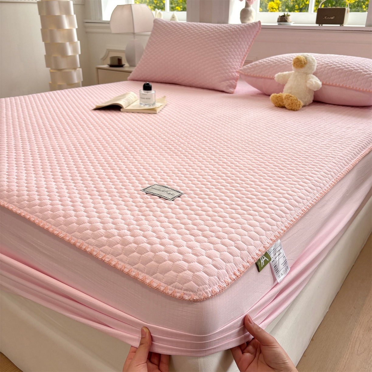 91家纺网 家纺一手货源 找家纺 （总）居眠 2026新款贝壳边纯色夹棉床笠