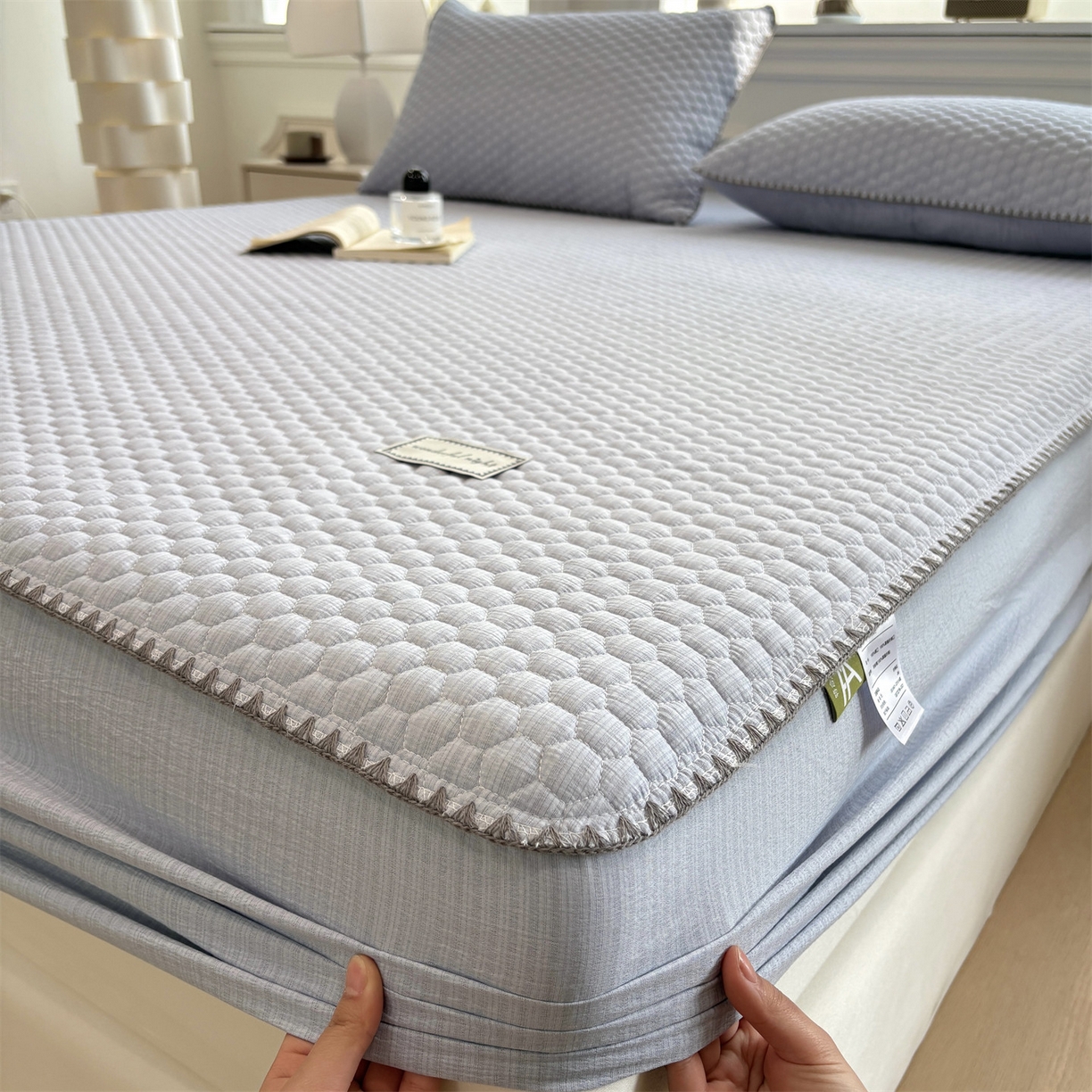 91家纺网 家纺一手货源 找家纺 （总）居眠 2026新款贝壳边纯色夹棉床笠