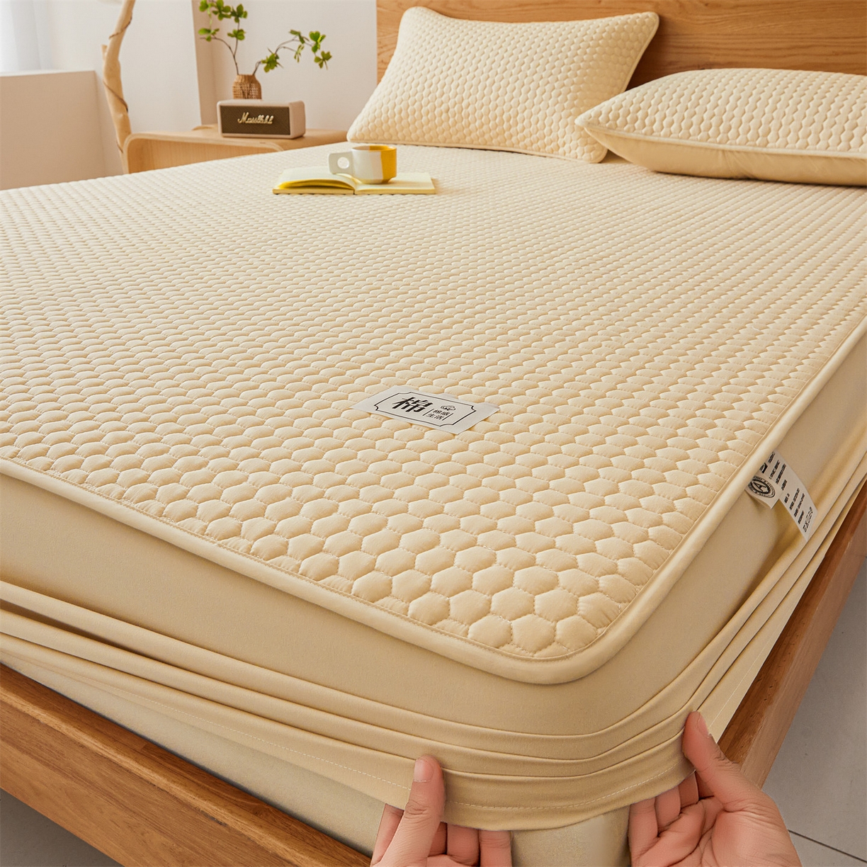 居眠 2026新款蜂巢-防水夹棉棉花床笠 蜂巢-卡