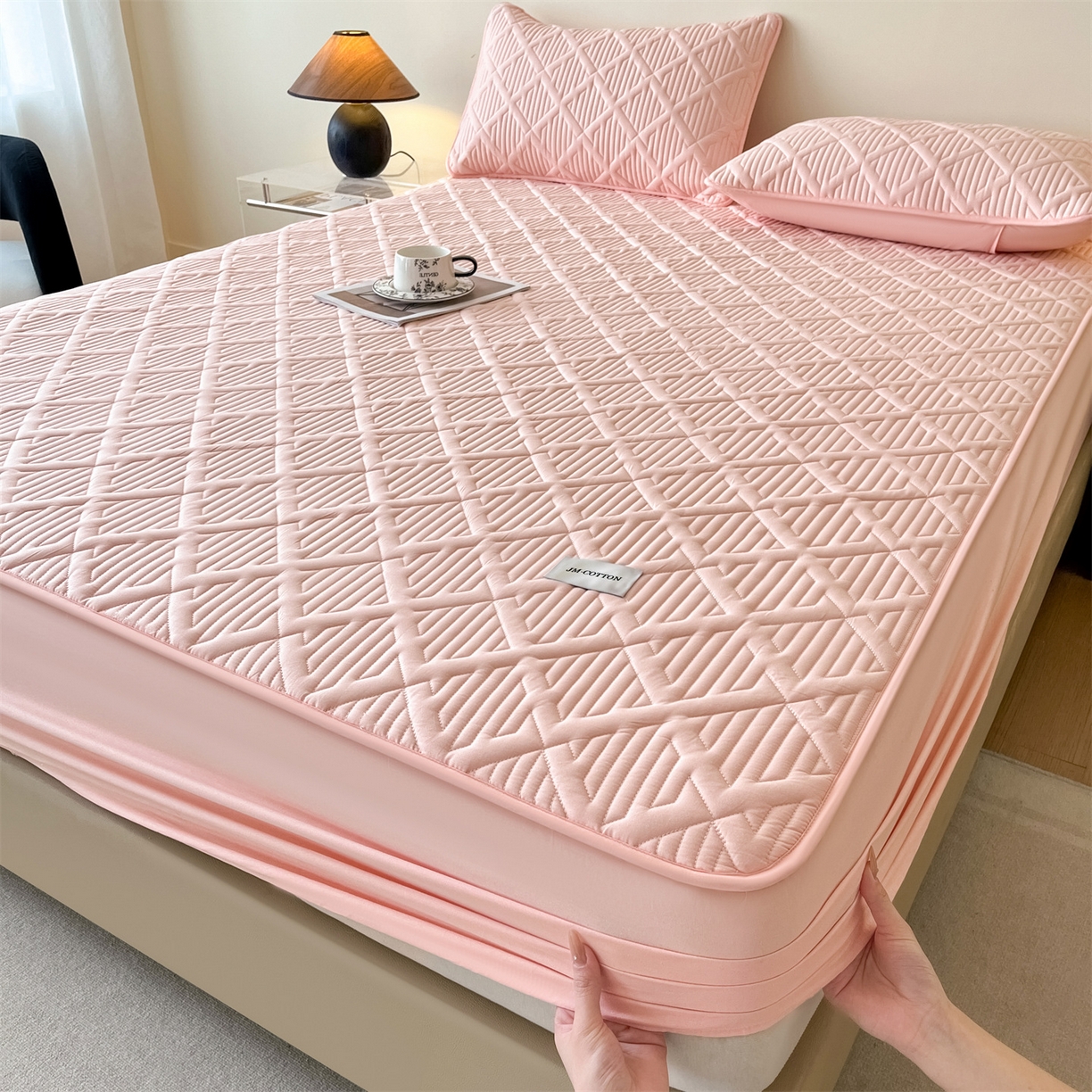 居眠 2026新款时光-100%全棉夹棉棉花床笠 时光-粉