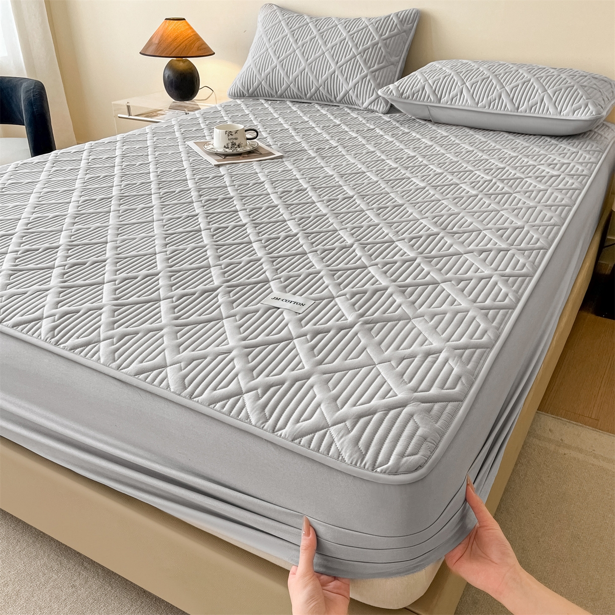 居眠 2026新款时光-100%全棉夹棉棉花床笠 时光-灰