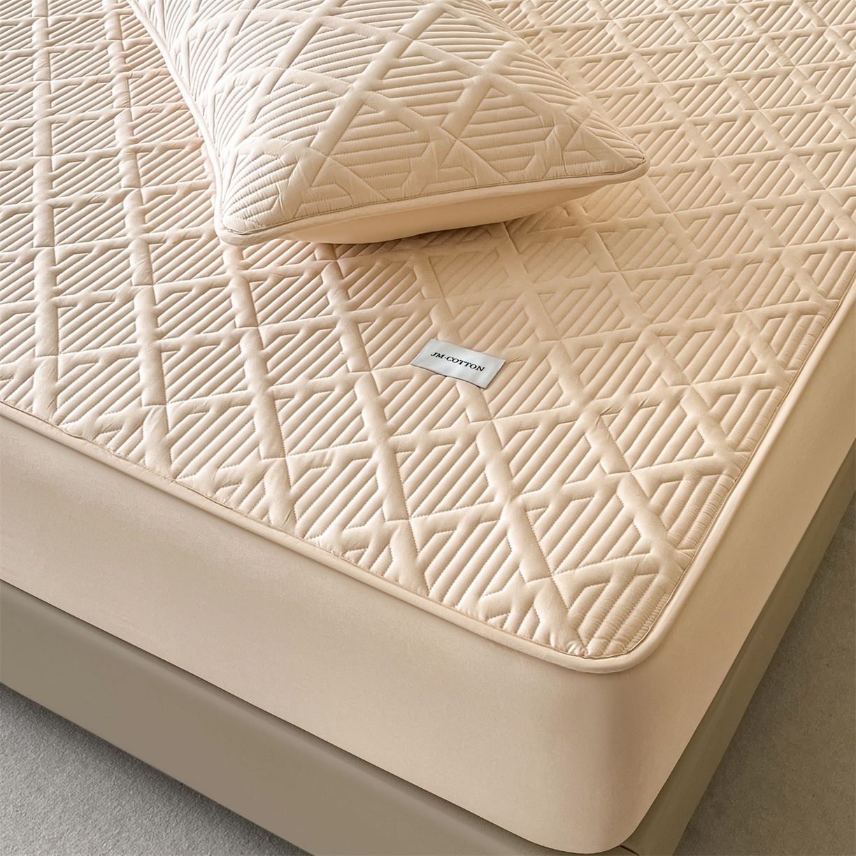 91家纺网 家纺一手货源 找家纺 居眠 2026新款时光-100%全棉夹棉棉花床笠 时光-卡