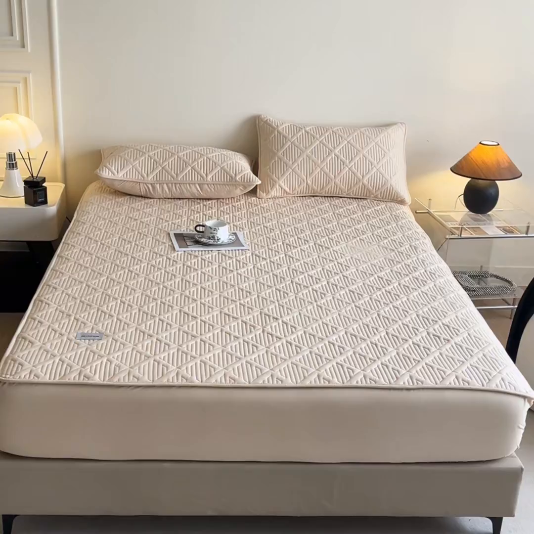 91家纺网 家纺一手货源 找家纺 居眠 2026新款时光-100%全棉夹棉棉花床笠 时光-卡