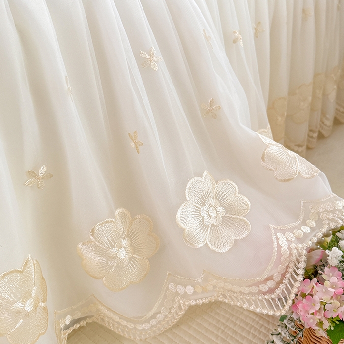 91家纺网 家纺一手货源 找家纺 花香四季家纺 2026新款全棉夹棉绗缝床裙三件套纯棉纯色蕾丝公主风床裙单件-蕾丝小姐 蕾丝小姐-绅士灰