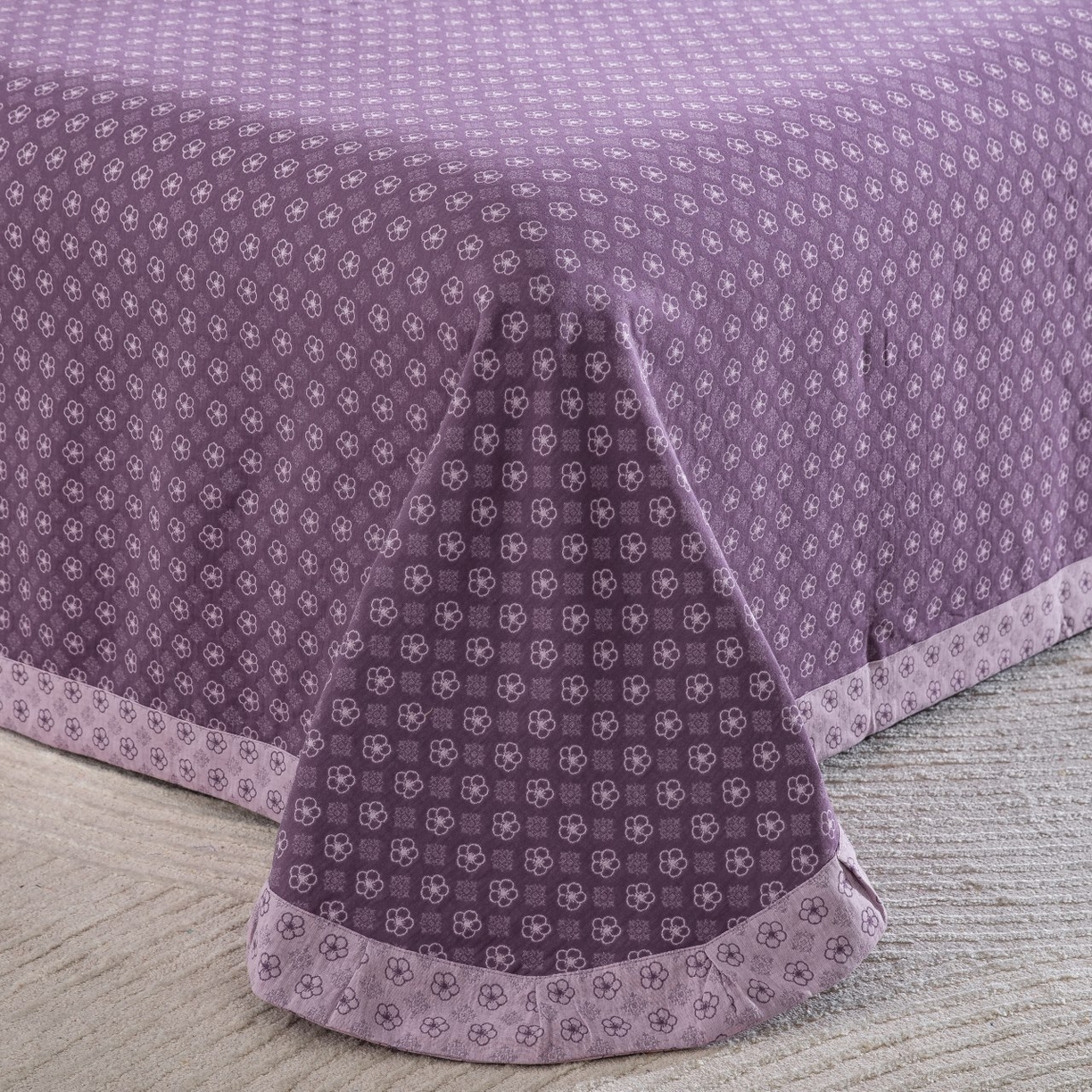 91家纺网 家纺一手货源 找家纺 仰望棉麻双层纱供应链 2026新款织语全棉纯棉色织提花双层纱纽扣款四件套 织语-紫