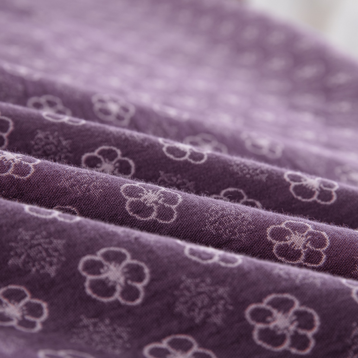 91家纺网 家纺一手货源 找家纺 仰望棉麻双层纱供应链 2026新款织语全棉纯棉色织提花双层纱纽扣款四件套 织语-紫