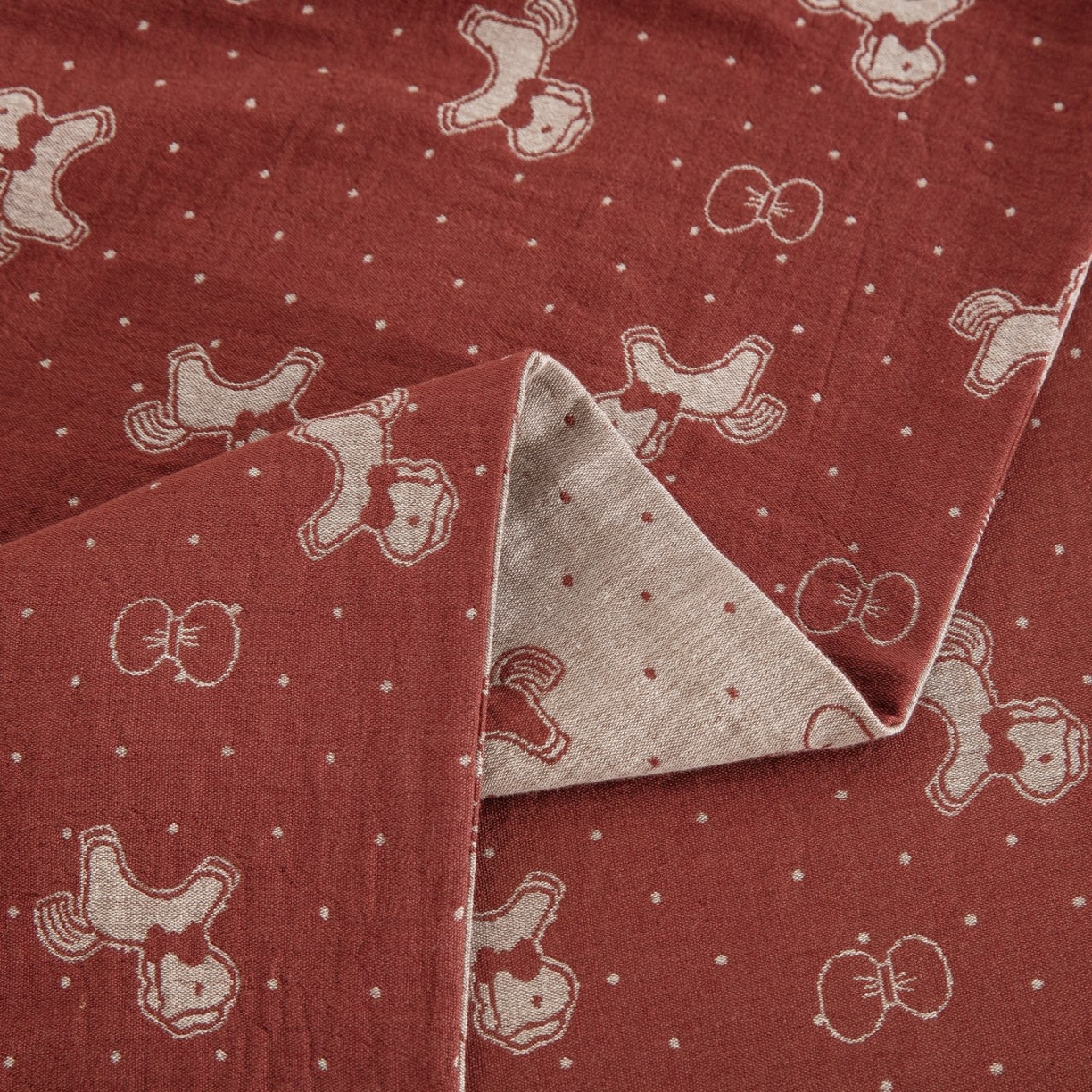 91家纺网 家纺一手货源 找家纺 （总）仰望棉麻双层纱供应链 2026新款爱情马全棉色织提花双层纱纽扣款四件套