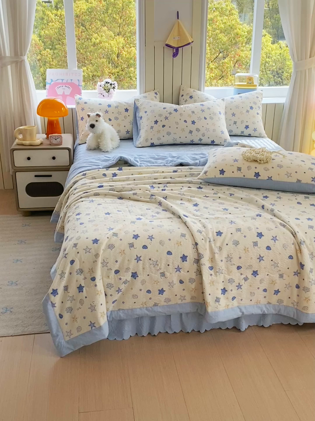 91家纺网 家纺一手货源 找家纺 （总）莱米家纺 2026新款云感泡泡双层纱手包边夏被夏凉被空调被床盖四件套