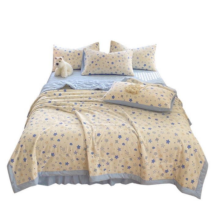 91家纺网 家纺一手货源 找家纺 （总）莱米家纺 2026新款云感泡泡双层纱手包边夏被夏凉被空调被床盖四件套