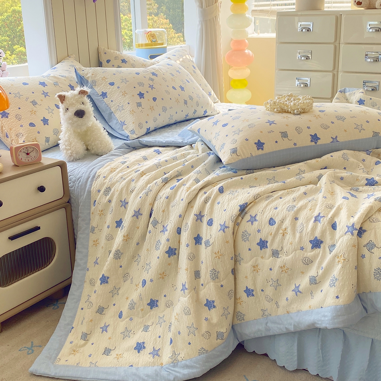 91家纺网 家纺一手货源 找家纺 （总）莱米家纺 2026新款云感泡泡双层纱手包边夏被夏凉被空调被床盖四件套