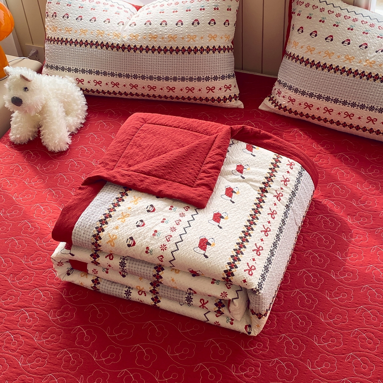 91家纺网 家纺一手货源 找家纺 （总）莱米家纺 2026新款云感泡泡双层纱手包边夏被夏凉被空调被床盖四件套