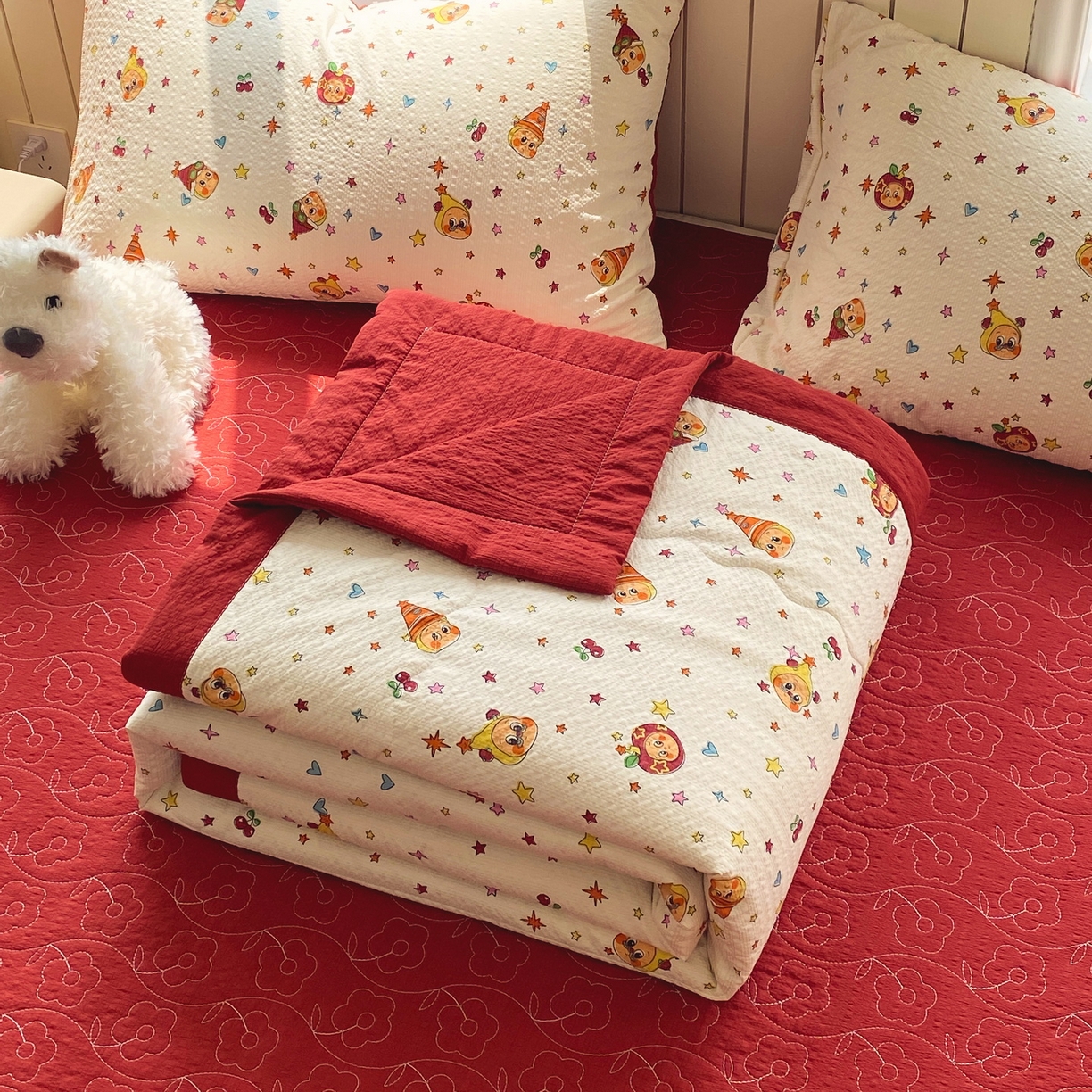 91家纺网 家纺一手货源 找家纺 （总）莱米家纺 2026新款云感泡泡双层纱手包边夏被夏凉被空调被床盖四件套