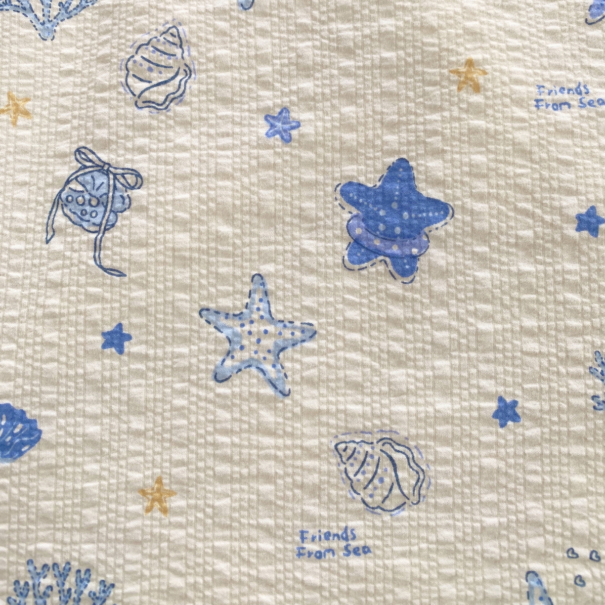 91家纺网 家纺一手货源 找家纺 莱米家纺 2026新款云感泡泡双层纱手包边夏被夏凉被空调被床盖四件套 海底星星