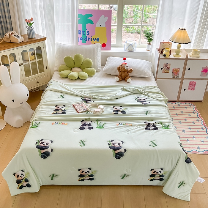 91家纺网 家纺一手货源 找家纺 倾慕家纺 2026春夏新款针织棉立体印花夏被夏凉被空调被 XB立体小熊猫