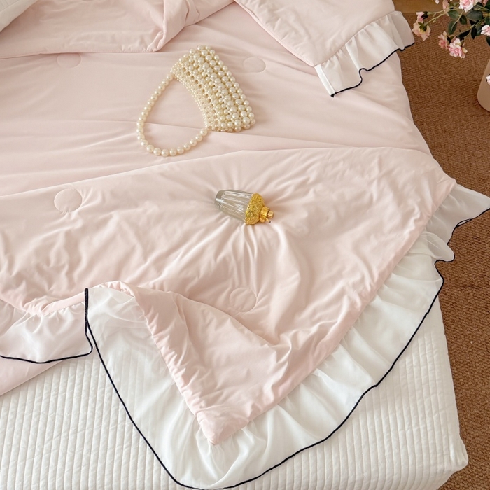 91家纺网 家纺一手货源 找家纺 吾欢心 2026春夏新款蜜糖凉感丝单夏被夏凉被空调被系列 蜜糖粉