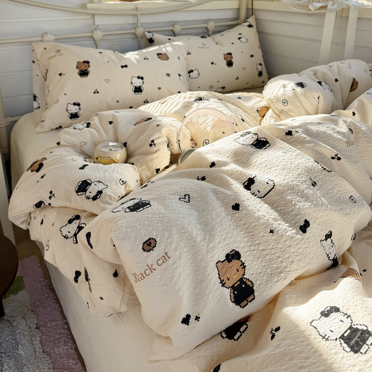 91家纺网 家纺一手货源 找家纺 （总）优兰朵 2026新款高品质A类泡芙纱普通款四件套-小红书宿舍春夏爆款