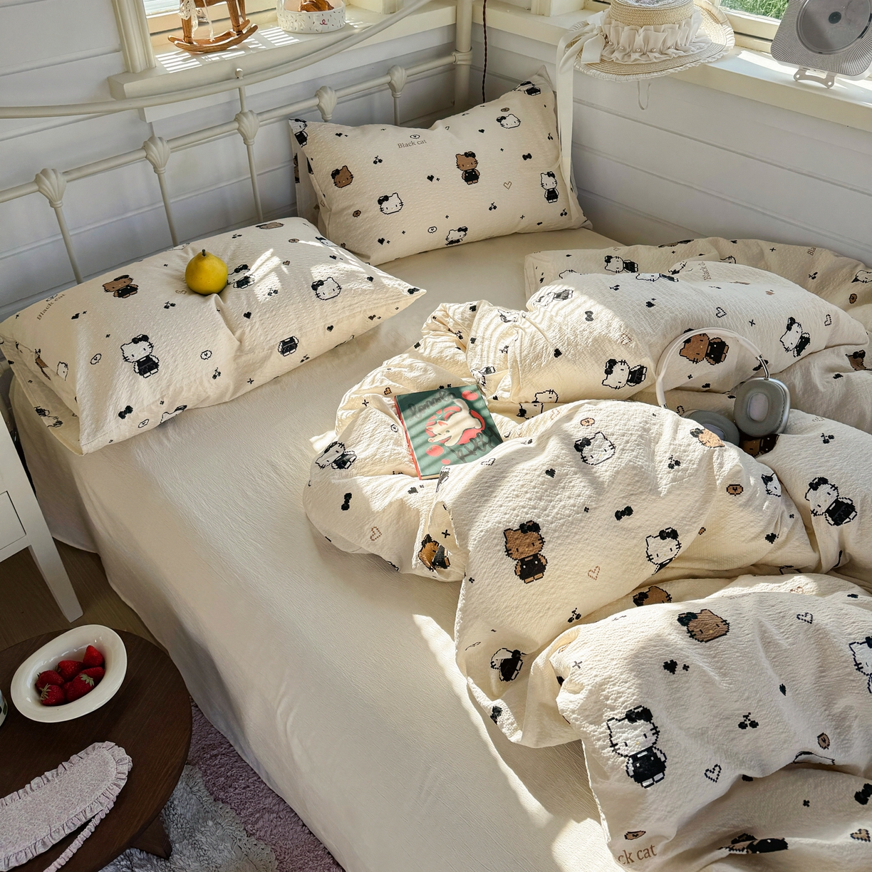 91家纺网 家纺一手货源 找家纺 （总）优兰朵 2026新款高品质A类泡芙纱普通款四件套-小红书宿舍春夏爆款