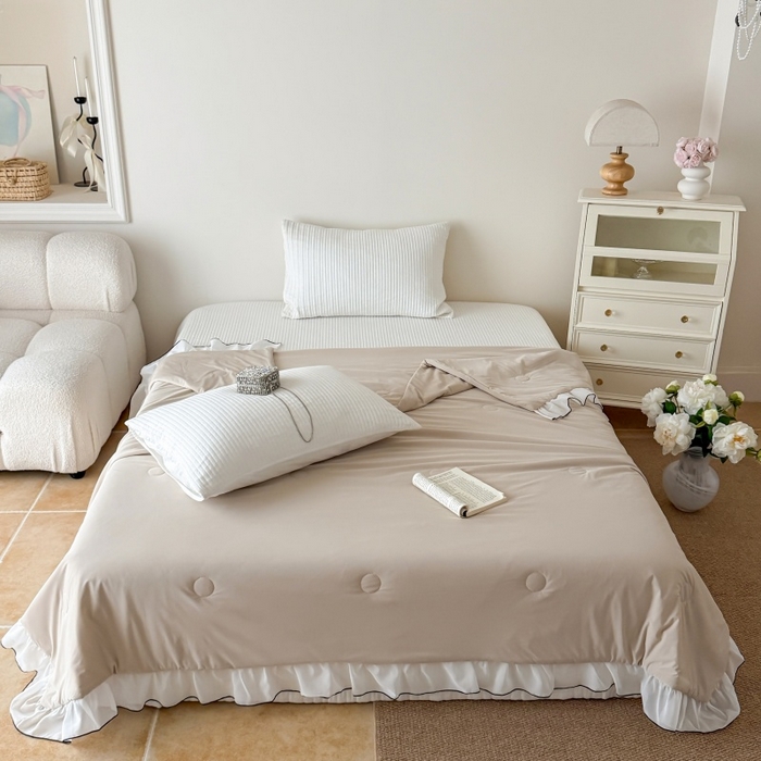 91家纺网 家纺一手货源 找家纺 吾欢心 2026春夏新款蜜糖凉感丝单夏被夏凉被空调被系列 蜜糖咖