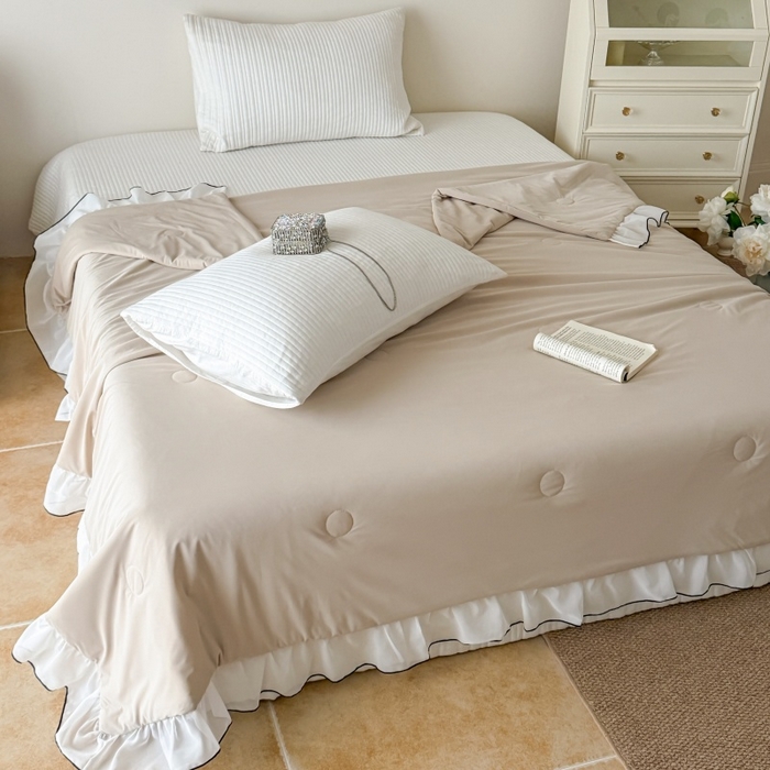 91家纺网 家纺一手货源 找家纺 吾欢心 2026春夏新款蜜糖凉感丝单夏被夏凉被空调被系列 蜜糖咖