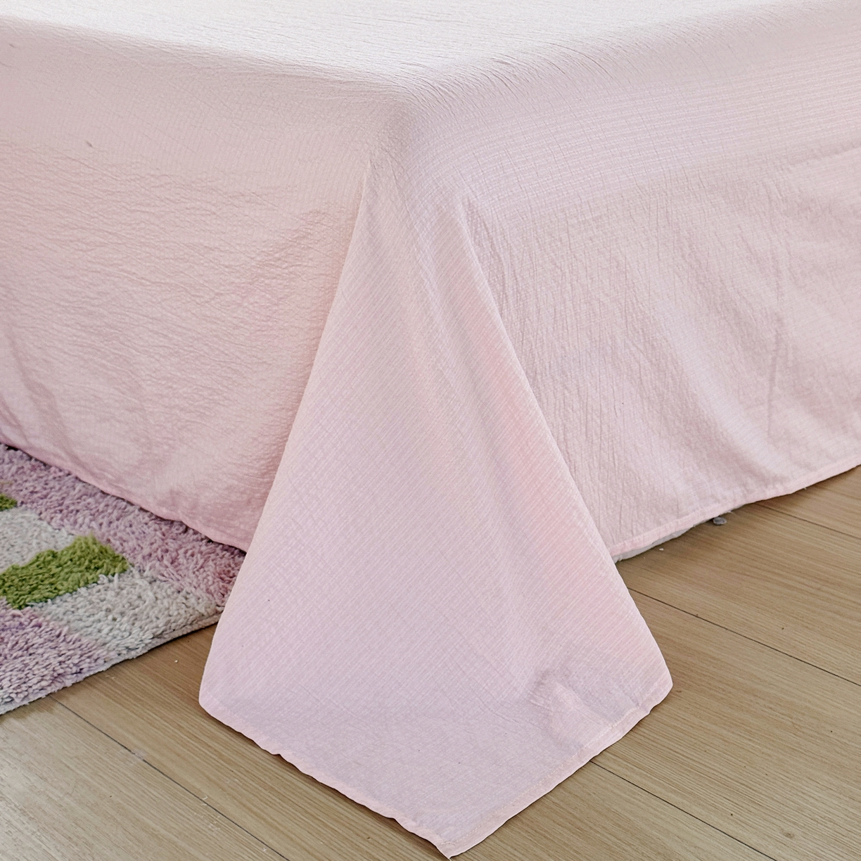 91家纺网 家纺一手货源 找家纺 优兰朵 2026新款高品质A类泡芙纱普通款四件套-小红书宿舍春夏爆款 花间序