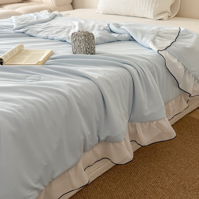 91家纺网 家纺一手货源 找家纺 吾欢心 2026春夏新款蜜糖凉感丝单夏被夏凉被空调被系列 蜜糖蓝