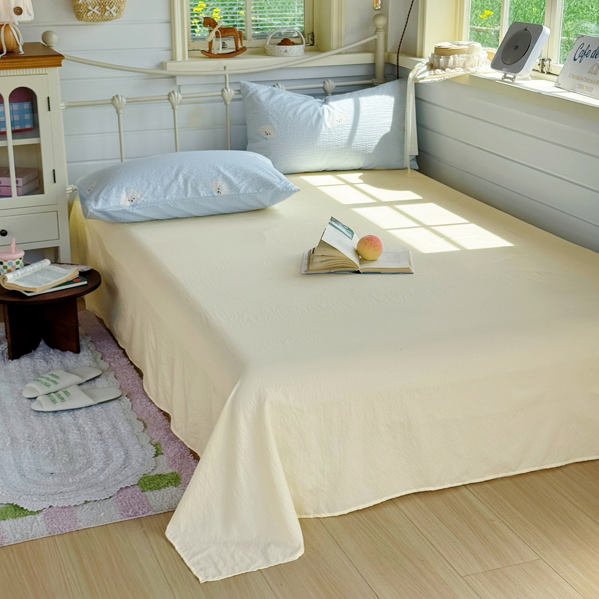 91家纺网 家纺一手货源 找家纺 优兰朵 2026新款高品质A类泡芙纱普通款四件套-小红书宿舍春夏爆款 西高地