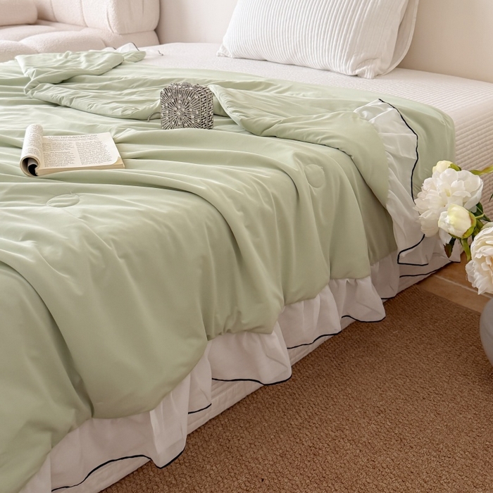 91家纺网 家纺一手货源 找家纺 吾欢心 2026春夏新款蜜糖凉感丝单夏被夏凉被空调被系列 蜜糖绿