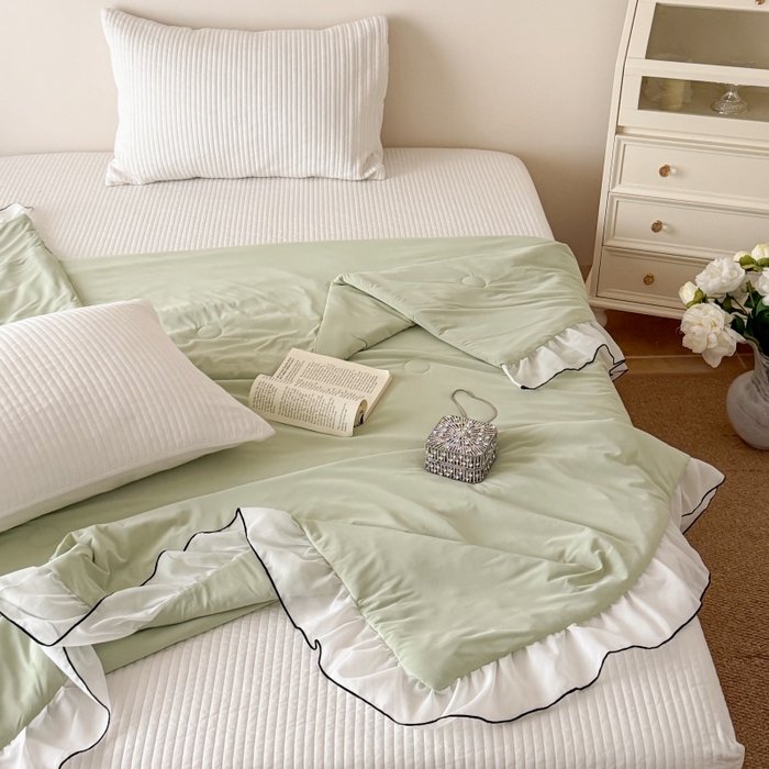 91家纺网 家纺一手货源 找家纺 吾欢心 2026春夏新款蜜糖凉感丝单夏被夏凉被空调被系列 蜜糖绿