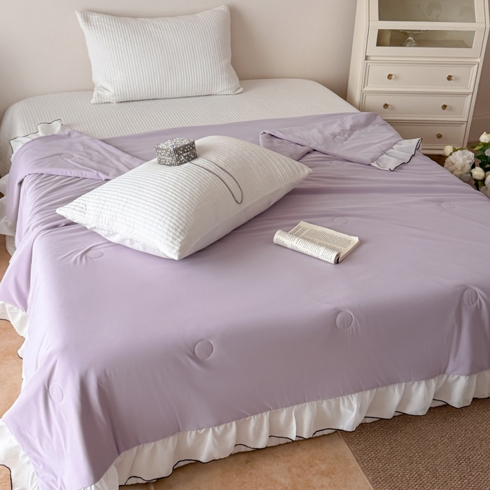 91家纺网 家纺一手货源 找家纺 吾欢心 2026春夏新款蜜糖凉感丝单夏被夏凉被空调被系列 蜜糖紫