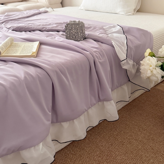 91家纺网 家纺一手货源 找家纺 吾欢心 2026春夏新款蜜糖凉感丝单夏被夏凉被空调被系列 蜜糖紫