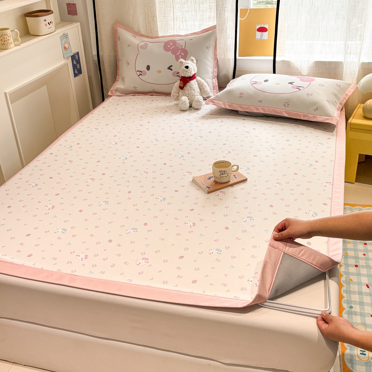 91家纺网 家纺一手货源 找家纺 （总）慕尚家纺 2026春夏新款可水洗斜纹凉豆豆印花凉感席凉席席子