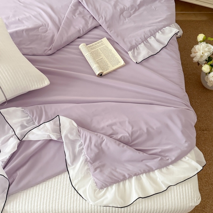 91家纺网 家纺一手货源 找家纺 吾欢心 2026春夏新款蜜糖凉感丝单夏被夏凉被空调被系列 蜜糖紫