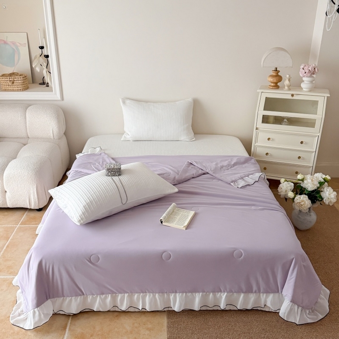 91家纺网 家纺一手货源 找家纺 吾欢心 2026春夏新款蜜糖凉感丝单夏被夏凉被空调被系列 蜜糖紫