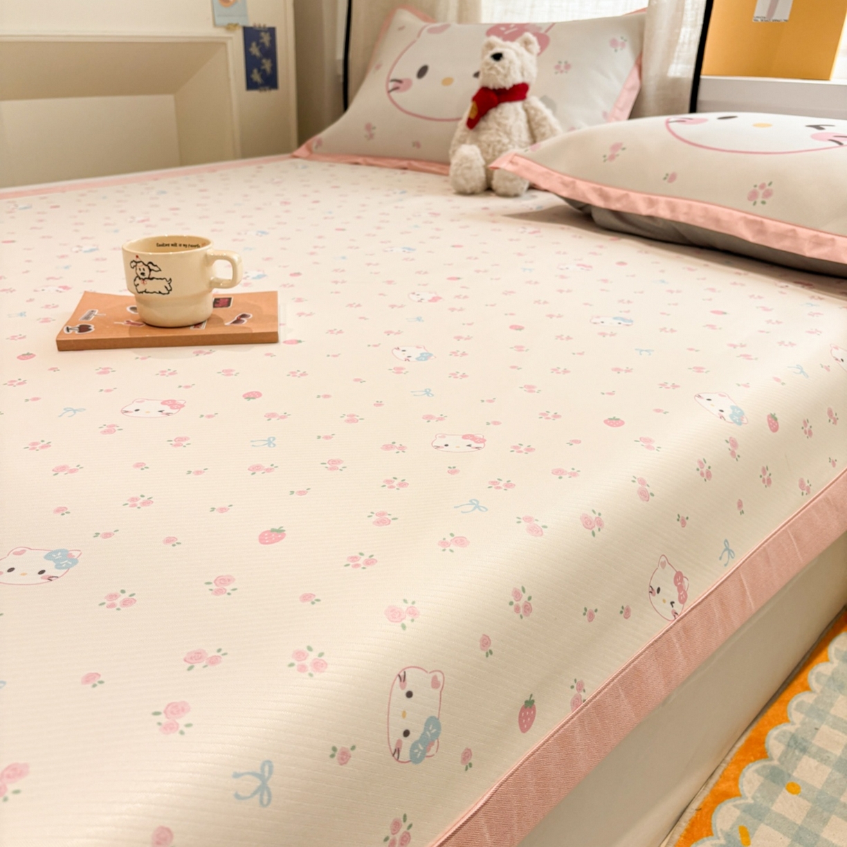 91家纺网 家纺一手货源 找家纺 （总）慕尚家纺 2026春夏新款可水洗斜纹凉豆豆印花凉感席凉席席子