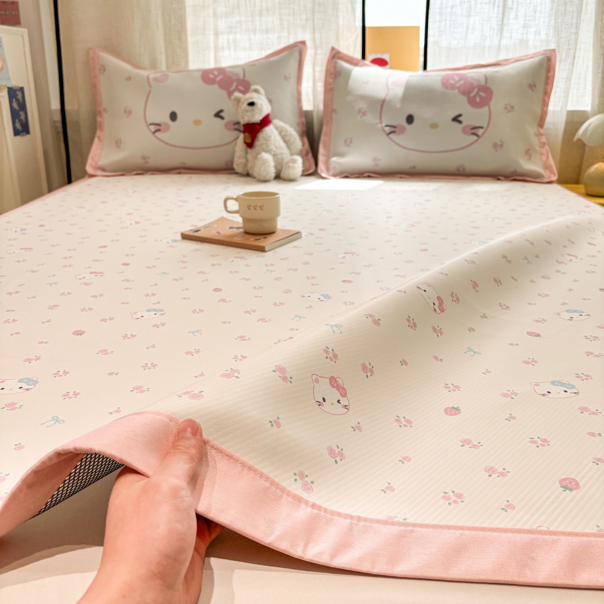 91家纺网 家纺一手货源 找家纺 （总）慕尚家纺 2026春夏新款可水洗斜纹凉豆豆印花凉感席凉席席子