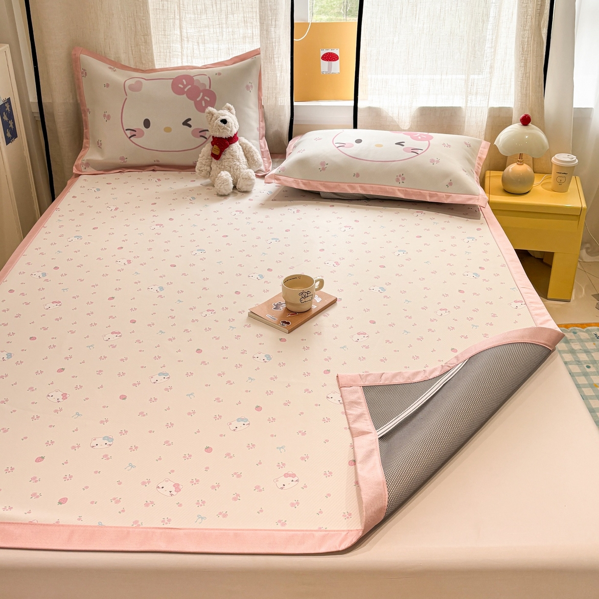 91家纺网 家纺一手货源 找家纺 （总）慕尚家纺 2026春夏新款可水洗斜纹凉豆豆印花凉感席凉席席子