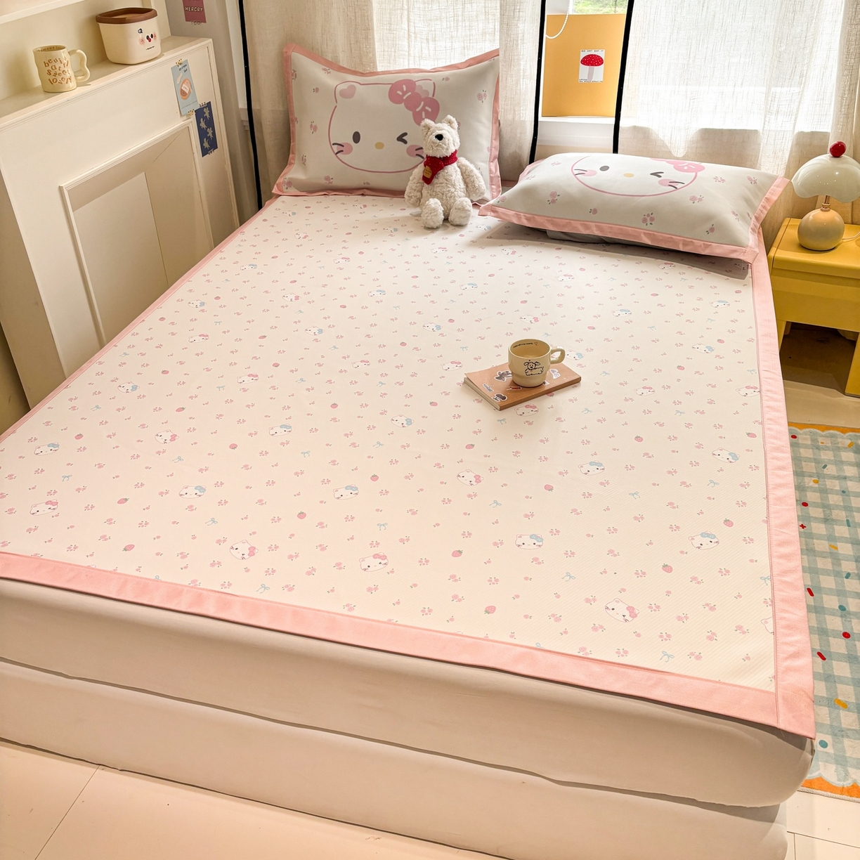 91家纺网 家纺一手货源 找家纺 （总）慕尚家纺 2026春夏新款可水洗斜纹凉豆豆印花凉感席凉席席子