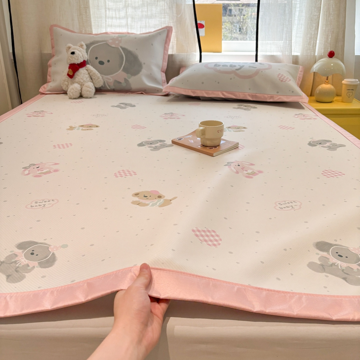 91家纺网 家纺一手货源 找家纺 （总）慕尚家纺 2026春夏新款可水洗斜纹凉豆豆印花凉感席凉席席子