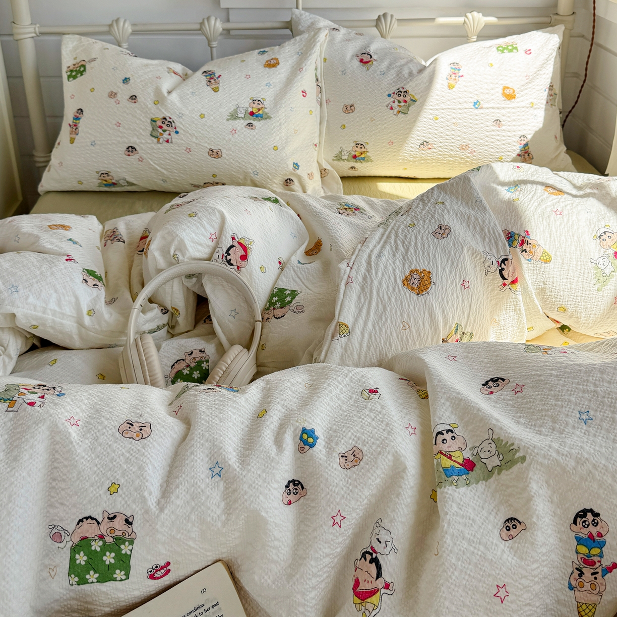 91家纺网 家纺一手货源 找家纺 优兰朵 2026新款高品质A类泡芙纱普通款四件套-小红书宿舍春夏爆款 小新派对