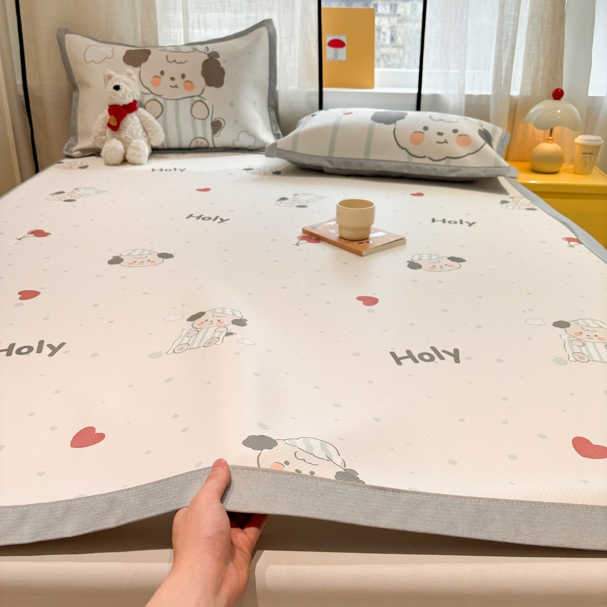 91家纺网 家纺一手货源 找家纺 （总）慕尚家纺 2026春夏新款可水洗斜纹凉豆豆印花凉感席凉席席子