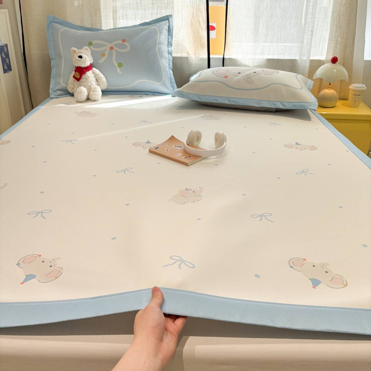 慕尚家纺 2026春夏新款可水洗斜纹凉豆豆印花凉感席凉席席子 大象