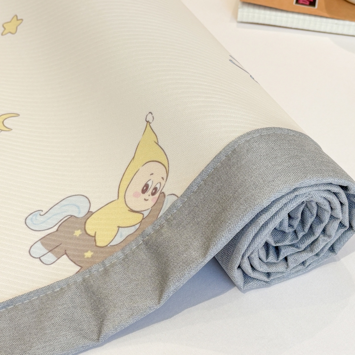 91家纺网 家纺一手货源 找家纺 慕尚家纺 2026春夏新款可水洗斜纹凉豆豆印花凉感席凉席席子 星星木马