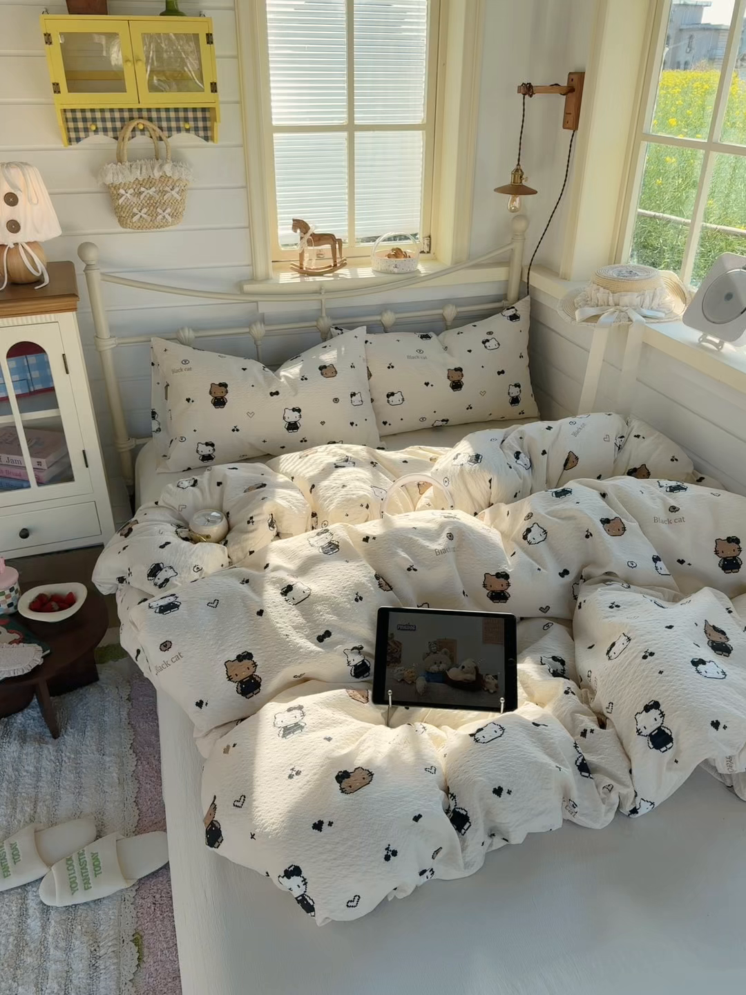 91家纺网 家纺一手货源 找家纺 （总）优兰朵 2026新款高品质A类泡芙纱普通款四件套-小红书宿舍春夏爆款