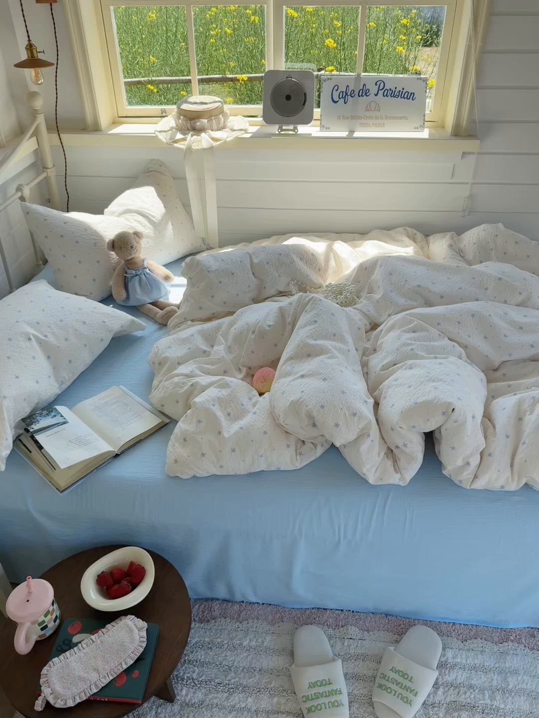 91家纺网 家纺一手货源 找家纺 优兰朵 2026新款高品质A类泡芙纱普通款四件套-小红书宿舍春夏爆款 软星点