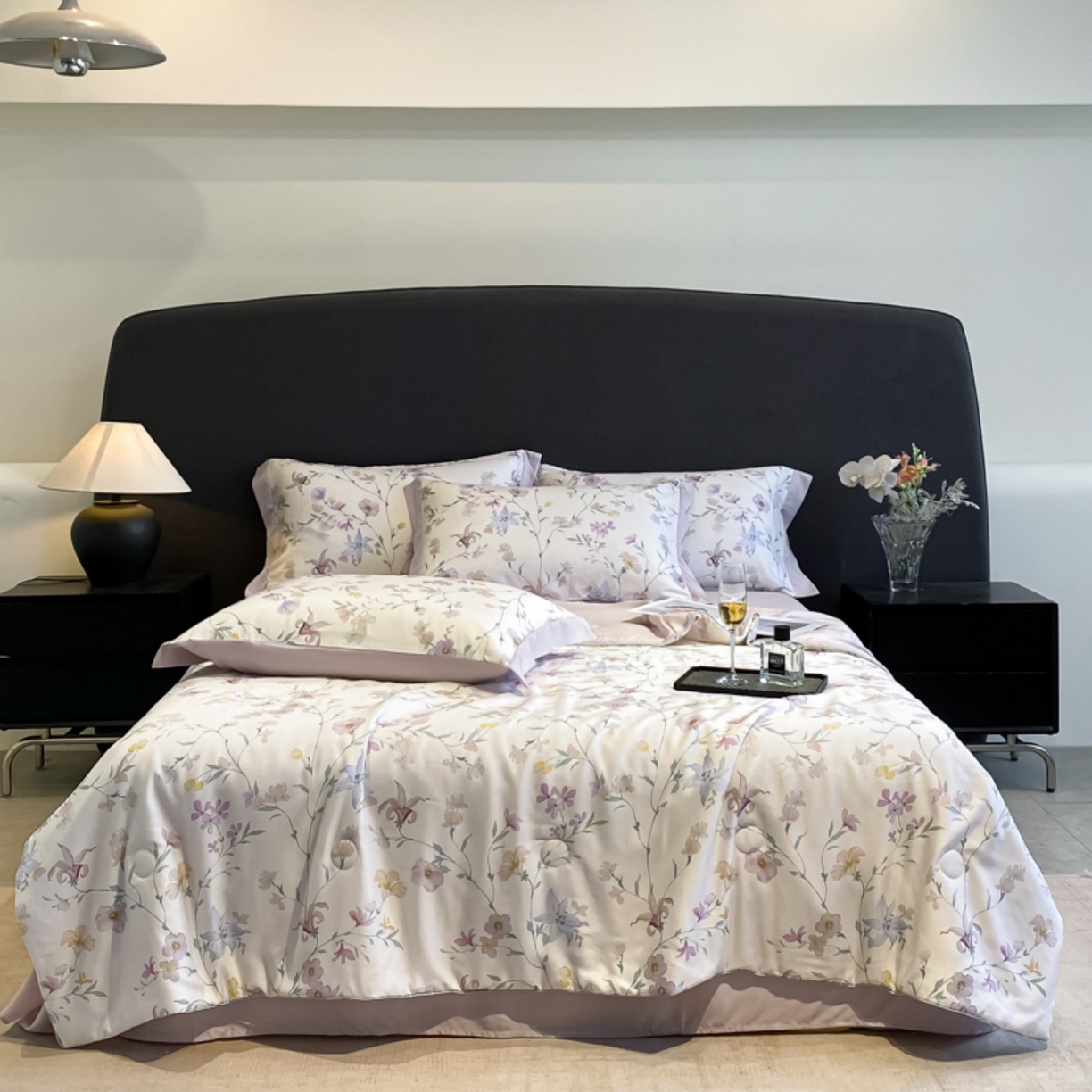 91家纺网 家纺一手货源 找家纺 慕尚家纺 2026春夏新款莱赛尔天丝夏被夏凉被空调被夏被四件套 花亦语