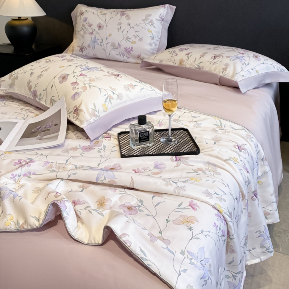 91家纺网 家纺一手货源 找家纺 慕尚家纺 2026春夏新款莱赛尔天丝夏被夏凉被空调被夏被四件套 花亦语