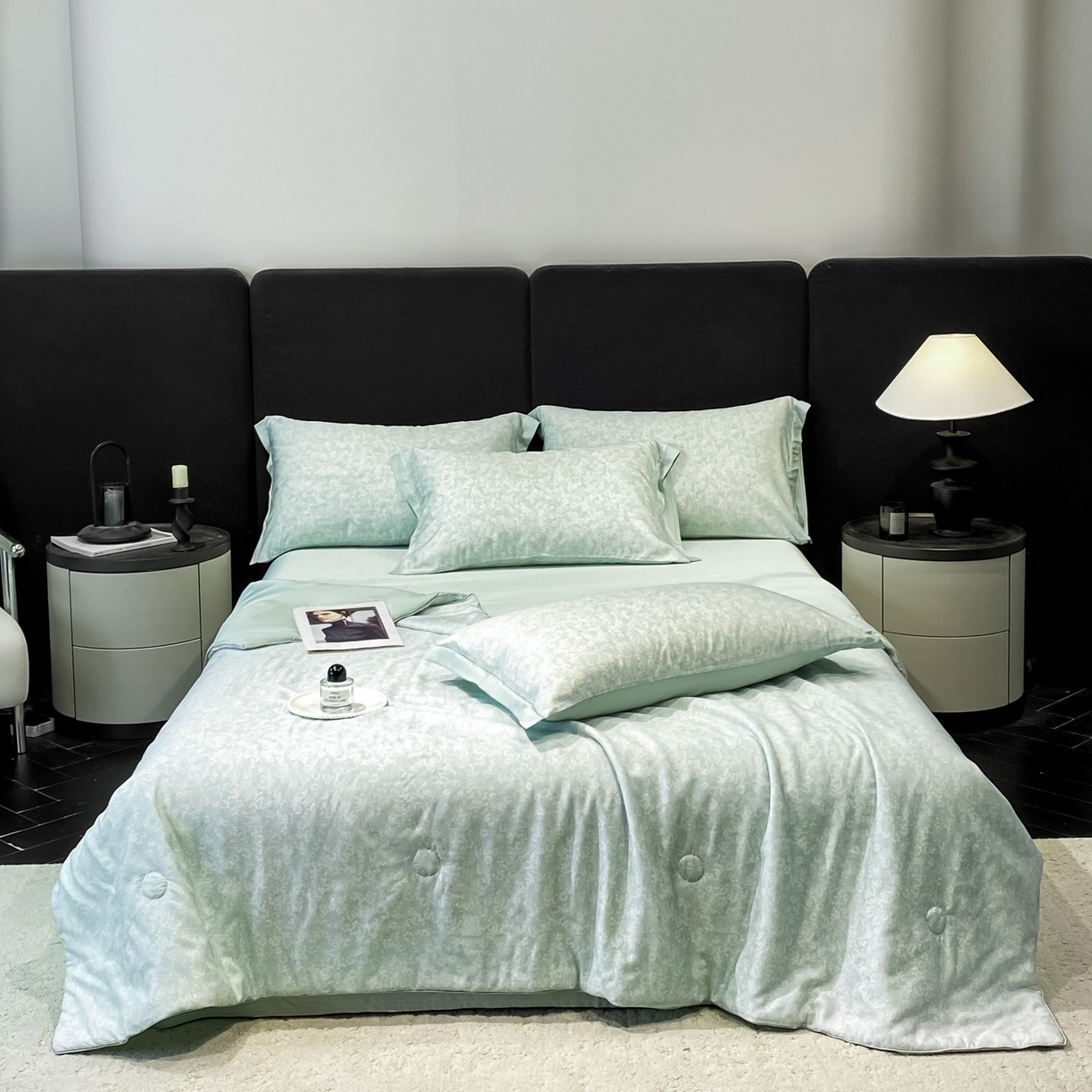 91家纺网 家纺一手货源 找家纺 慕尚家纺 2026春夏新款莱赛尔天丝夏被夏凉被空调被夏被四件套 蒲公英花