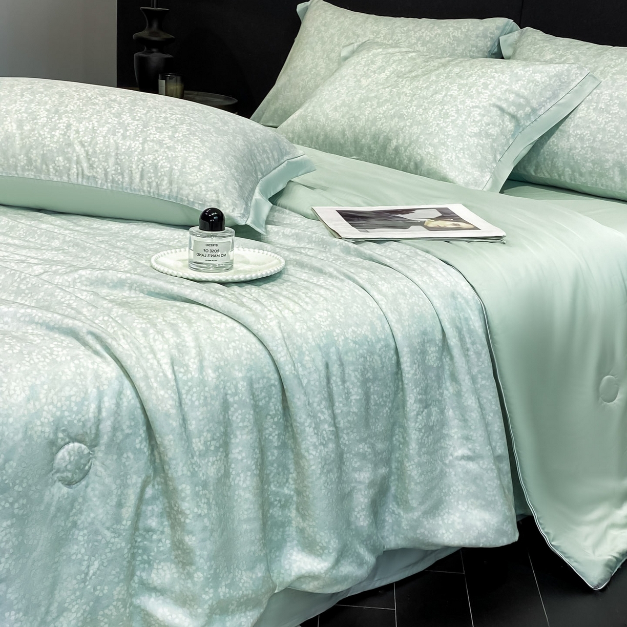 91家纺网 家纺一手货源 找家纺 慕尚家纺 2026春夏新款莱赛尔天丝夏被夏凉被空调被夏被四件套 蒲公英花